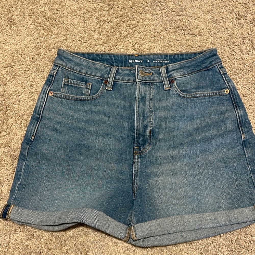 High rise denim shorts